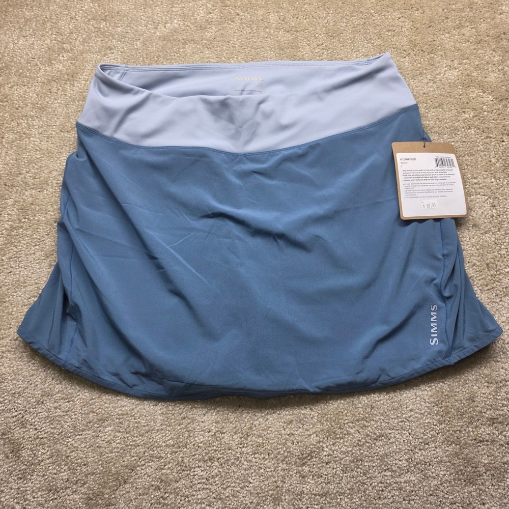 NWT Simms Womens Skort Neptune Blue High Rise Active Hiking Fishing Skirt Large